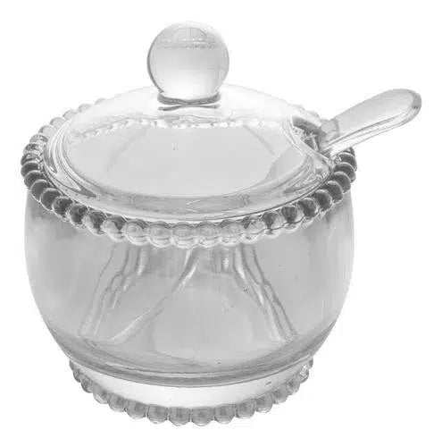 Açucareiro com Colher Cristal Pérola 10cm Wolff