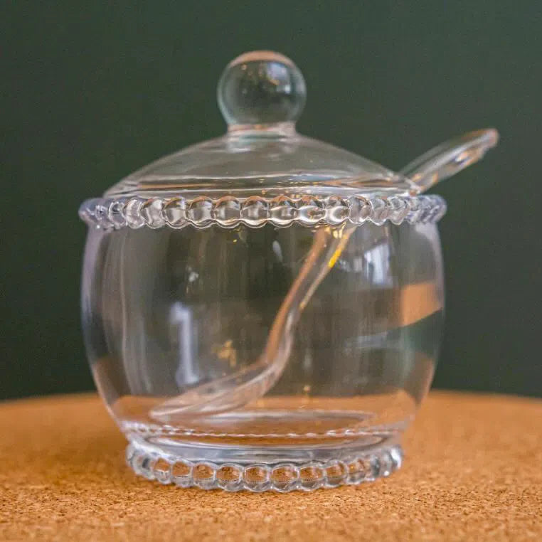 Açucareiro com Colher Cristal Pérola 10cm Wolff